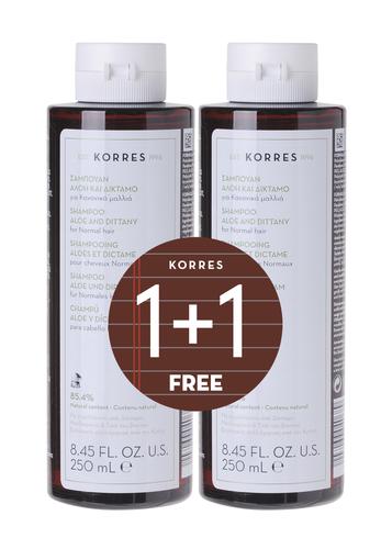 Korres Shampoo Για Κανονικά Μαλλιά Αλόη & Δίκταμο 1+1 Δώρο (2x250ml)