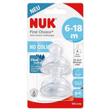 Nuk First Choice + Θηλή Σιλικόνης Με Έλεγχο Ροής 6-18 Μηνών 2 Τεμάχια