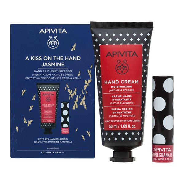 Apivita Promo A Kiss On The Hand Jasmine Κρέμα Χεριών 50ml & Lipcare Pomegranate 4.4g