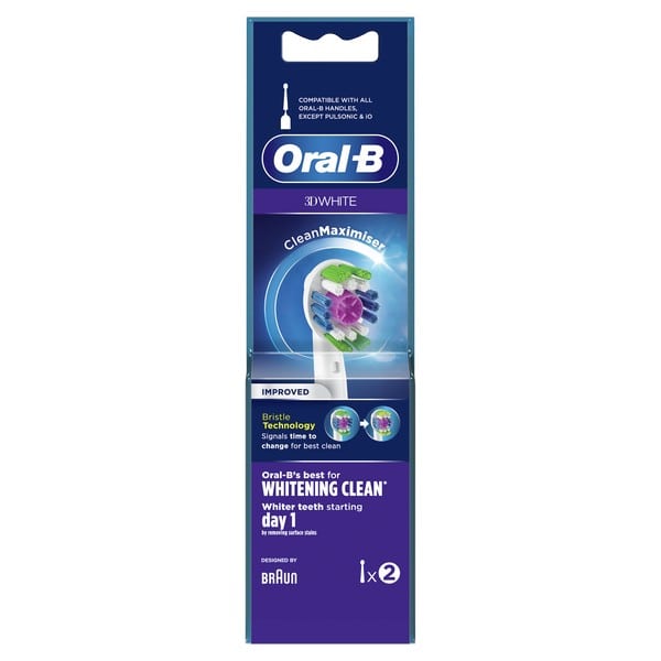 Oral-B 3D White Clean Maximiser Ανταλλακτικές Κεφαλές Ηλεκτρικής Οδοντόβουρτσας 2 Τεμάχια