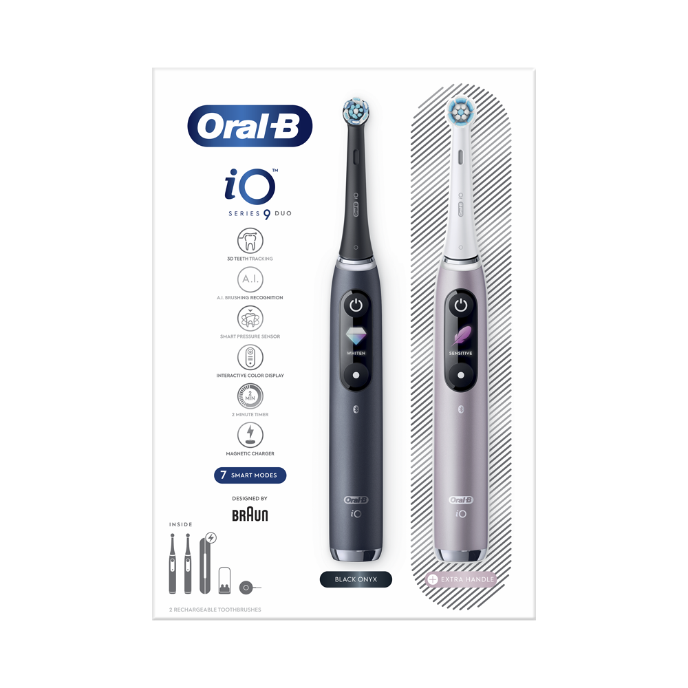 Oral-B iO Series 9 Duo Ηλεκτρική Οδοντόβουρτσα Black Onyx & Rose Quartz