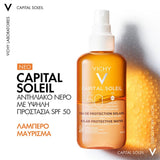 Vichy Capital Soleil Protective Water SPF50+ Νερό Προστασίας Για Λαμπερό Μαύρισμα 200ml
