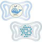 Chicco Light PhysioForma Night Πιπίλα Σιλικόνης με Θήκη Φάλαινα/Αστεράκια 2-6m 2 Τεμάχια