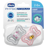 Chicco PhysioForma Light πιπίλες σιλικόνης 2-6 μηνών 2 τεμάχια orthodontic