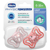 Chicco PhysioForma Light πιπίλες σιλικόνης 6-16 μηνών ροζ 2 τεμάχια orthodontic