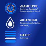 Χαρακτηριστικά προφυλακτικών Durex Classic 6 τεμαχίων – διάμετρος, λιπαντικό, πάχος
