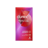 Συσκευασία προφυλακτικών Durex Sensitive Extra Lube 6 τεμαχίων