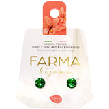 Farma Bijoux Υποαλλεργικά Σκουλαρίκια Κρύσταλλο Σμαραγδί 6,2mm