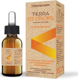 Genecom Terra D3 Drops 30ml – Φιάλη και συσκευασία με βιταμίνη D3 για καλή υγεία οστών και ανοσοποιητικού