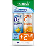 Health Aid Promo Vitamin D3 2000iu 20 Αναβράζοντα Δισκία & ΔΩΡΟ Vitamin C 1000mg 20 Αναβράζοντα Δισκία