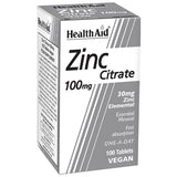 HealthAid Zinc Citrate 100mg 100 Tablets vegan με 30mg στοιχειακό ψευδάργυρο