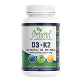 Natural Vitamins D3 + K2 5000IU MK7 100 chewable tablets