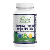 Natural Vitamins Omega 3 Fish Oil Mega EPA DHA 60 softgels