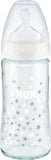 NUK Γυάλινο Μπιμπερό First Choice Plus 240ml Λευκό Αστεράκια