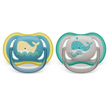 Philips Avent Πιπίλες Ocean Friends 0-6m σετ 2 τεμαχίων - Μπλε και Κίτρινη Φάλαινα