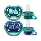 Philips Avent Πιπίλες Ultra Air 18m+ Ορθοδοντικές με ελεφαντάκι και Hello
