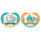 Philips Avent Ultra Air Animals Πιπίλα Σιλικόνης 6-18m Πιγκουίνος/Χελώνα 2 Τεμάχια (SCF080/12)