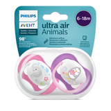 Philips Avent Πιπίλες Ultra Air Animals 6-18m Ορθοδοντικές - Συσκευασία