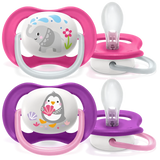 Philips Avent Πιπίλες Ultra Air Animals 6-18m σετ με Ελεφαντάκι & Πιγκουίνο
