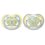 Philips Avent Ultra Air Nighttime Πιπίλα Σιλικόνης 18m+ Μηνών Συννεφάκι/Τιγράκι 2 Τεμάχια (SCF376/01)
