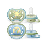 Philips Avent Ultra Air Πιπίλες 0-6 μηνών Μπλε και Πράσινο - Ελαφριές με Μεγάλα Ανοίγματα Αέρα