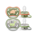 Philips Avent Ultra Air Πιπίλες 0-6 μηνών - Σχέδια Χελώνα και Φαλαινάκι, Ελαφριές με Ορθοδοντική Θηλή