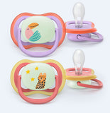 Philips Avent Ultra Air Nighttime Πιπίλα Σιλικόνης 18m+ Κορίτσι 2 Τεμάχια (SCF376/33)