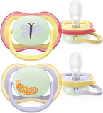 Philips Avent Ultra Air Πιπίλες 0-6m – Σετ 2 τεμαχίων με σχέδια πεταλούδα & κάμπια