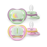 Philips Avent Ultra Air Πιπίλες 0-6m – Σετ 2 τεμαχίων με σχέδια πεταλούδα & φεγγάρι