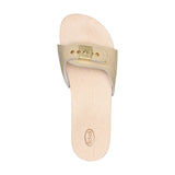 Σανδάλια Scholl Pescura Flat Original Beige – Ανατομικά πέδιλα με δερμάτινο λουράκι και ξύλινο πάτο