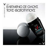 Vichy Homme Invisible Resist 72h αποσμητικό roll on κατά των λεκέδων και ερεθισμών