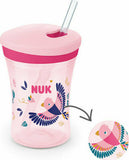 NUK Action Cup Ποτηράκι που Αλλάζει Χρώμα με Καλαμάκι για 12m+ Ροζ 230ml