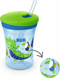 NUK Action Cup Ποτηράκι που Αλλάζει Χρώμα με Καλαμάκι για 12m+ Μπλε 230ml