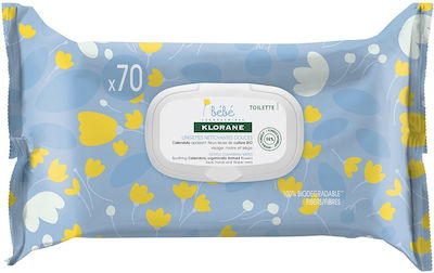 Klorane Bebe Gentle Cleansing Wipes Υγρά Μωρομάντηλα Καθαρισμού Με Καλέντουλα 70τμχ