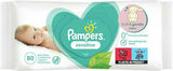 Pampers Sensitive Υποαλλεργικά Μωρομάντηλα χωρίς Οινόπνευμα & Άρωμα 80τμχ