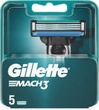 Gillette Mach3 Ανταλλακτικές Κεφαλές με 3 Λεπίδες και Λιπαντική Ταινία 5τμχ
