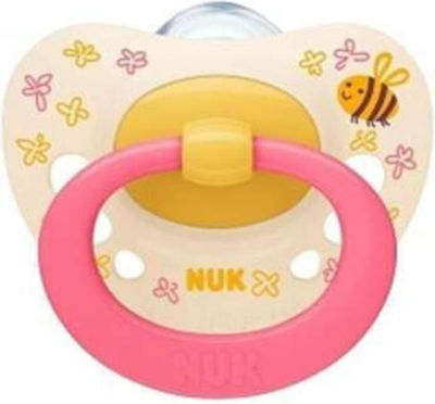 Nuk Signature Ορθοδοντική Πιπίλα Σιλικόνης 6-18m Με Θήκη - Μελισσούλα Κίτρινο 1τμχ (10736694)