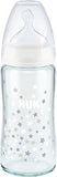 Nuk First Choise Plus Γυάλινο Μπιμπερό Με Θηλή Καουτσούκ 0-6 Μηνών 240ml Λευκό
