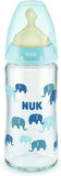 Nuk First Choise Plus Γυάλινο Μπιμπερό Με Θηλή Καουτσούκ 0-6 Μηνών 240ml Μπλε