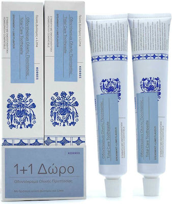 Korres Promo Pack Total Care Οδοντόκρεμα με Δροσερή Γεύση Δυόσμου & Lime 2x75ml