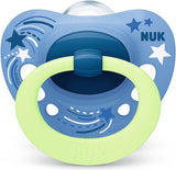Nuk Signature Night 0-6 Μηνών Πιπίλα Σιλικόνης Με Θήκη Μπλε Αστεράκια (10730653)