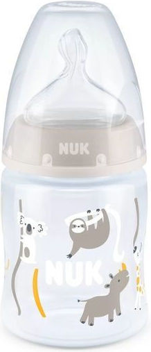 Nuk First Choice Plus Πλαστικό Μπιμπερό Κατά των Κολικών με Δείκτη Ελέγχου Θερμοκρασίας 0-6Μηνών 150ml Γκρι Βραδύποδας (10743875)