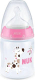 Nuk First Choice Plus Πλαστικό Μπιμπερό Κατά των Κολικών με Δείκτη Ελέγχου Θερμοκρασίας 0-6Μηνών 150ml Ροζ Καμηλοπάρδαλη (10743875)