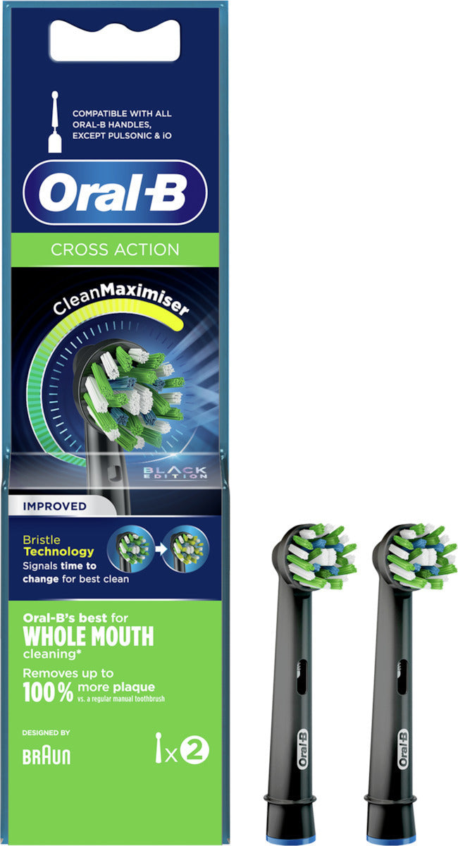 Oral-B CrossAction Clean Maximiser Black Edition Ανταλλακτικές Κεφαλές Ηλεκτρικής Οδοντόβουρτσας 2 Τεμάχια