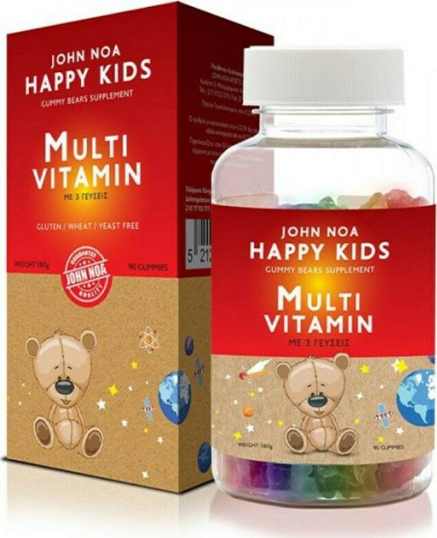 John Noa Happy Kids MultiVitamin Multiflavoured 90 ζελεδάκια