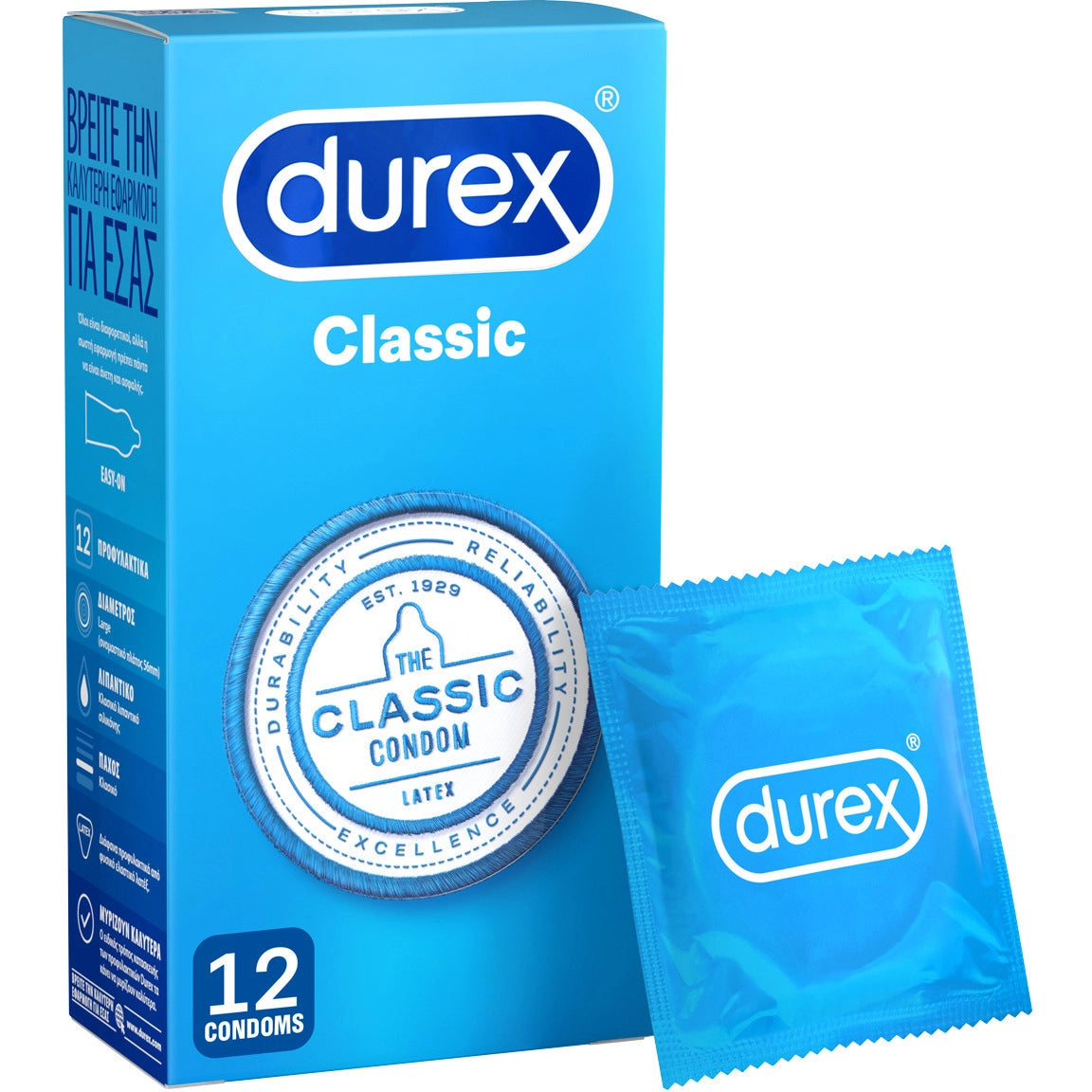 Durex Classic Προφυλακτικά 12 Τεμάχια