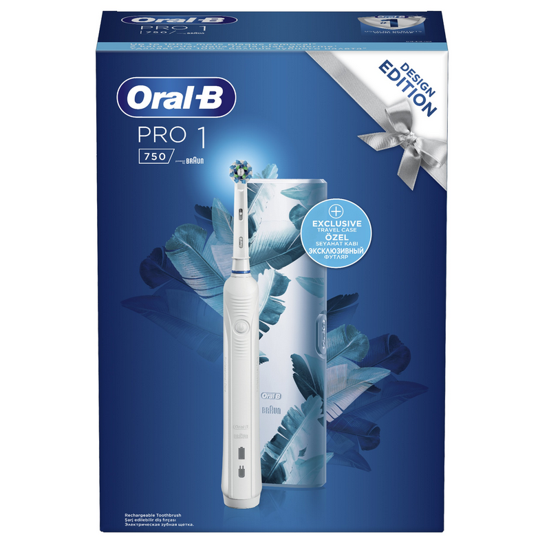 Oral-B Pro1 750 Cross Action Blue Design Edition Ηλεκτρική Οδοντόβουρτσα Με Δώρο Θήκη Ταξιδιού