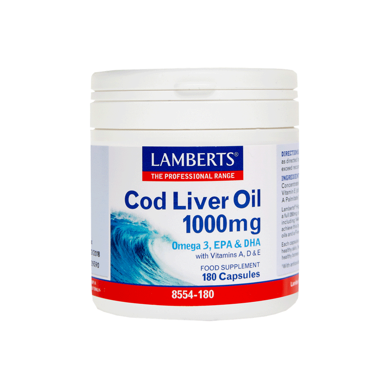 Lamberts Cod Liver Oil 1000mg Μουρουνέλαιο 180 Κάψουλες