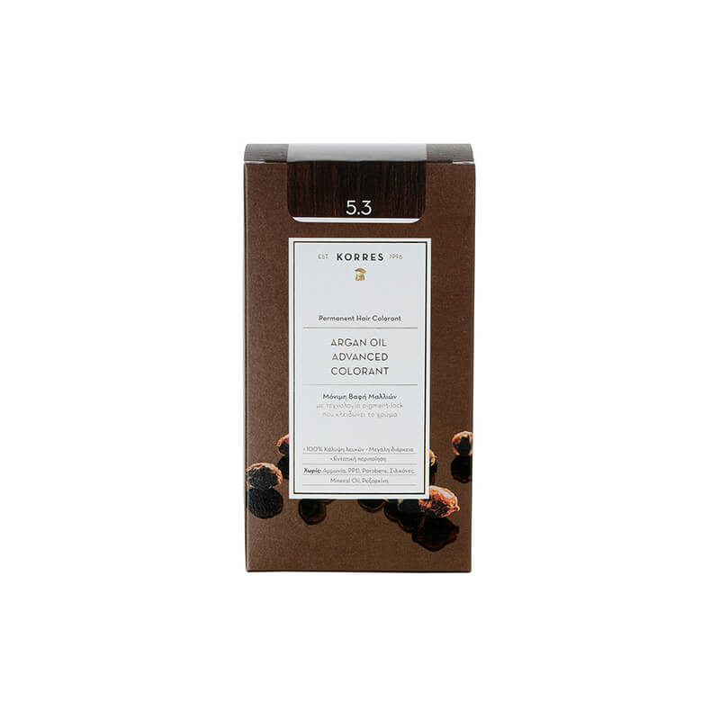 Korres Argan Oil Advanced Colorant 5.3 Καστανό Ανοιχτό Χρυσό Μελί 50 mL