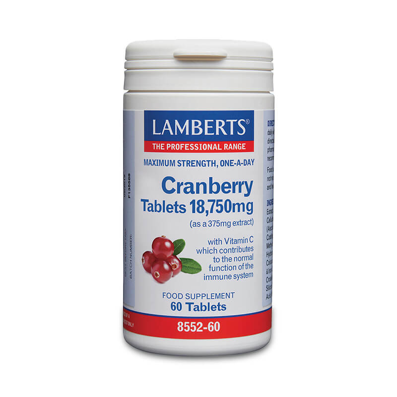 Lamberts Cranberry 18.750mg (ως εκχύλισμα 375mg) Με Βιταμίνη C 60 Ταμπλέτες